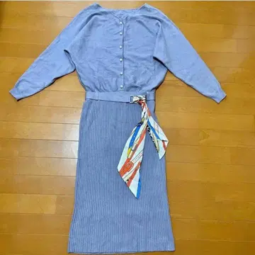 마이 스트라다 스카프 벨트 부착 돌먼 니트 원피스 M 사이즈