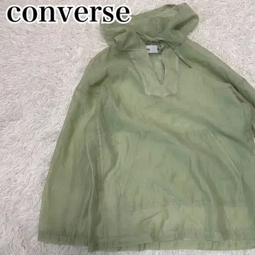 컨버스 시스루 풀오버 후드티 그린
