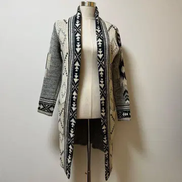 BAYFLOW* 네이티브 무늬 롱 자카드 가디건 M