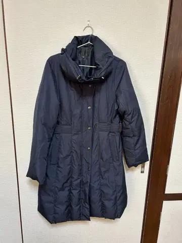 네이비 충전솜 롱 코트