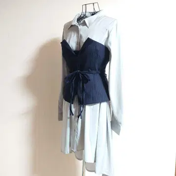 미라 오웬 Mila Owen 허리 리본 로프 스트라이프 코르셋