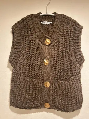 ZARA 브라운 키 니트 베스트 S 새상품