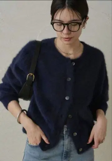 새상품급 loungedress FUR 캐시미어 2WAY 니트 네이비