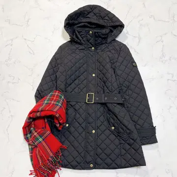 새상품급 로렌 랄프 로렌 퀼팅 코트 2WAY 벨트 포함 로고 금장 장식