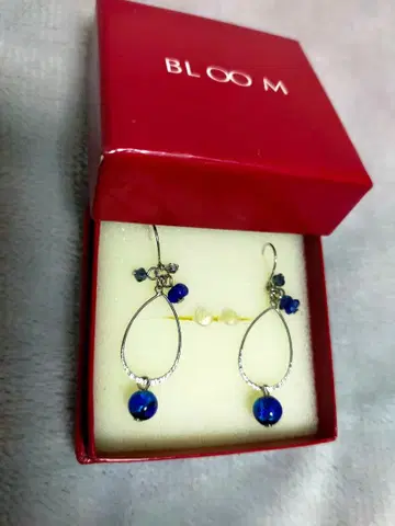 BLOOM 파란 비즈 후프형 귀걸이