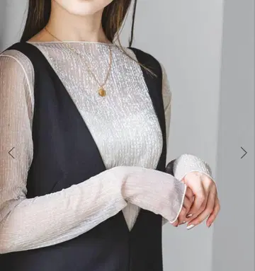 미사용 새상품 롱T셔츠 라메 시어 NOBLE 프리 사이즈 베이지