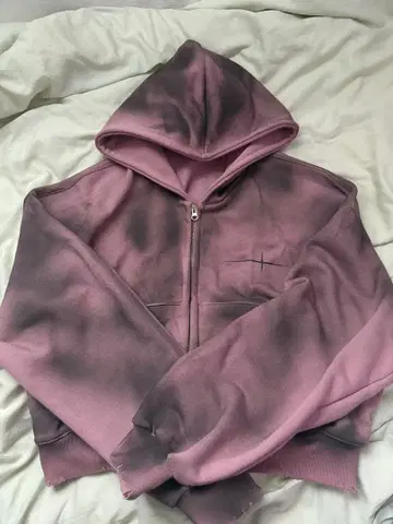 크롭 더블 지퍼 후드티 한국