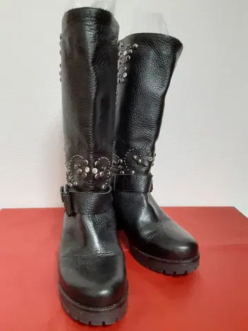 알바노 롱 부츠 가죽 스터드 23.5