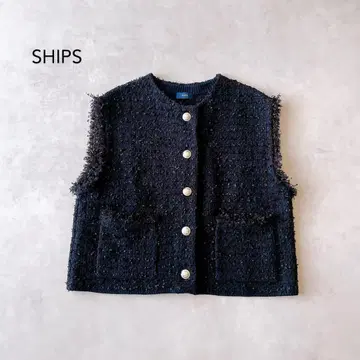 SHIPS 22SS 트위드 니트 베스트 베스트 세레모니 네이비