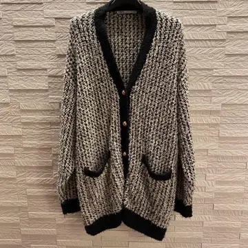 ZARA 블랙 앤 화이트 트위드 가디건 S