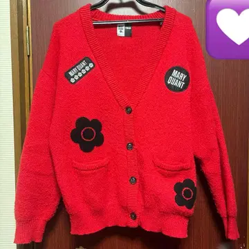 MARY QUANT 니트 가디건 빨간색