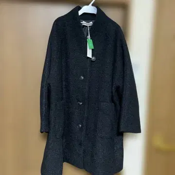 블랙 폴리에스테르 울 아우터 F 사이즈