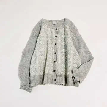 TSUHARU by 사만사 모스모스 결정 패턴 눈 패턴 가디건 울