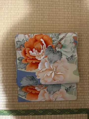 앤티크 뽑기 오비 부용 블루 오렌지 크림