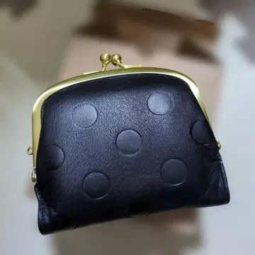 미사용 단지갑 블랙 컴팩트 가마구치 여성용 이단 접이식 지갑 블랙