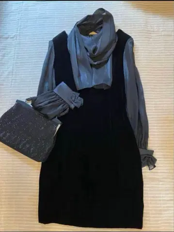 블랙 엘레강트 원피스 세트 포멀 블랙 벨벳 9호