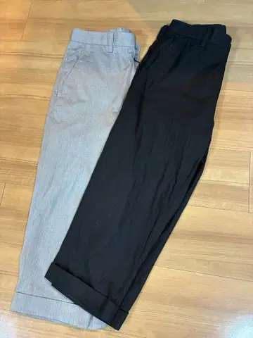 슬랙스 롤업 밑단 블랙, 그레이