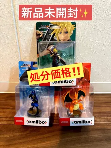 미개봉 새상품 amiibo 스매시브라더스 클라우드 루카리오 리자몽
