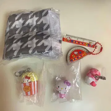 키티 각도기 & 눈금자 메지루시 액세서리 팝콘 간이 침대 에코백