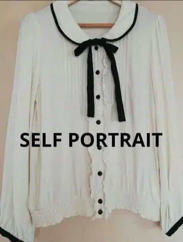 SELF PORTRAIT 둥근 카라 플리츠&프릴 셔츠 레이온 100% M