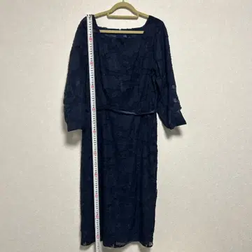 네이비 꽃무늬 레이스 롱 드레스