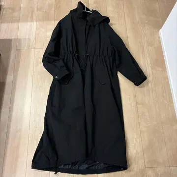 JEANASIS 후드 부착 롱 코트 블랙