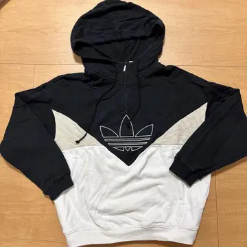adidas 집업 후드티 블랙/화이트/베이지