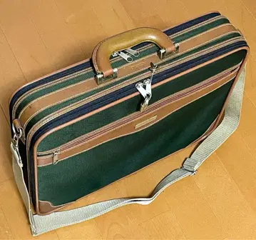 소프트 아타셰 케이스 (비즈니스 백) 그린/브라운 캔버스 원단