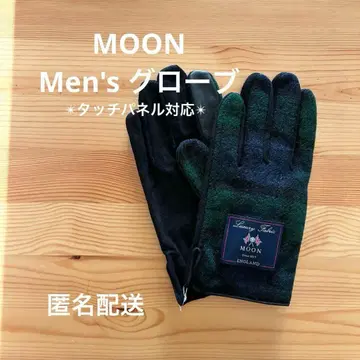 [ 스마트폰 터치 가능 ] MOON 울 x 가죽 남성용 장갑 블랙워치