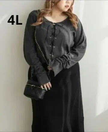 CLETTE 레이스업 리브 풀오버 4L 차콜 그레이 쿠레트