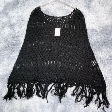 Decious [ 38 ] 크로셰 니트 판초 블랙 여성용 봄/여름