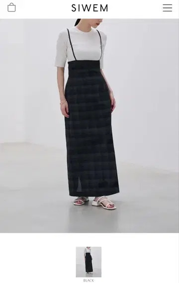 SIWEM 블랙 체크 타이트 스커트 S 사이즈