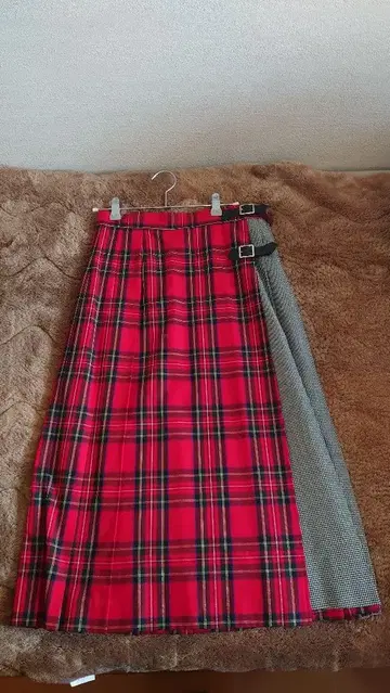 [ 익명 배송 ] RayBEAMS 체크 절개 퀼트 스커트