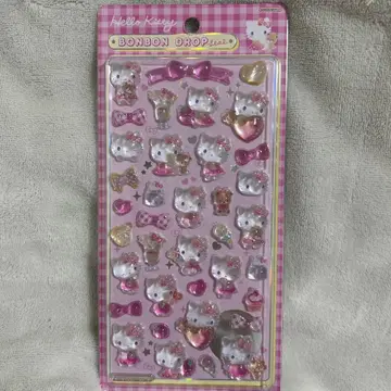 헬로키티 핑크 정품 모자 꽁지 드롭 씰 미사용 새상품 산리오