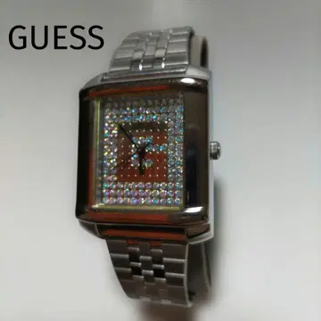 GUESS 게스 남성용 손목시계 실버 큐빅 미사용 새상품/배터리 방전