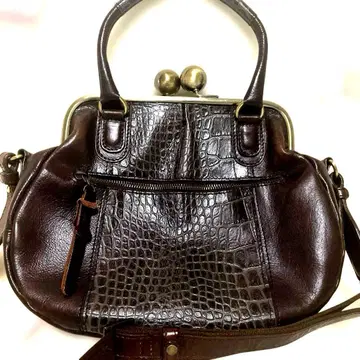 새상품급 BROOM 크로커다일 패턴 가죽 숄더백 2way 가마구치