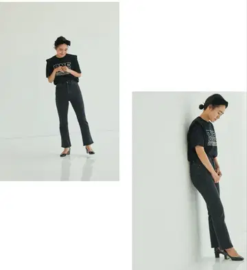 YANUK 아야카네코 슬림 플레어 데님 21인치