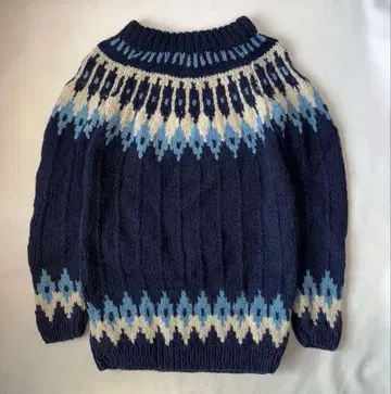 빈티지 그리스제 노르딕 울 스웨터 핸드메이드 니트