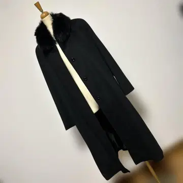 퍼 달린 캐시미어 롱 코트 예복용