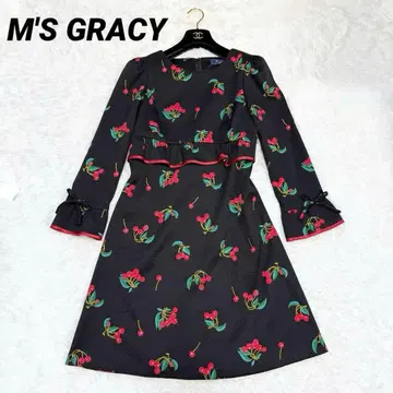 [ 새상품급 ] 엠즈 그레이시 원피스 체리 올 패턴 프릴 38
