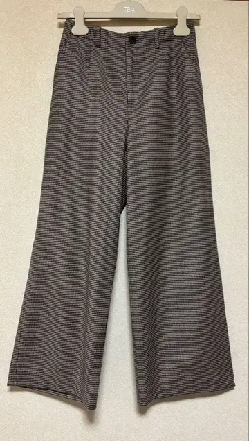 GALERIE VIE 울 와이드 팬츠 체크 브라운