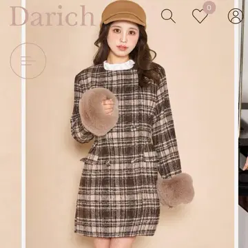 다리치 턱 디자인 체크 코트