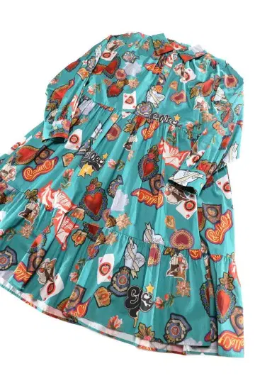 &ellecy 아플리케 원피스 그린