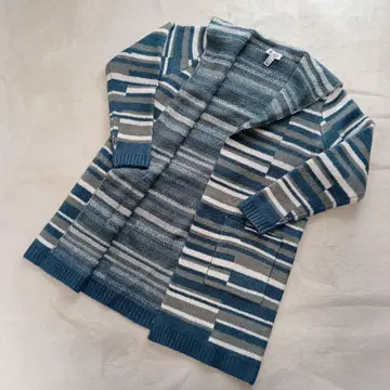 니트 코트 롱 블루 계열 포켓 2개 M~L