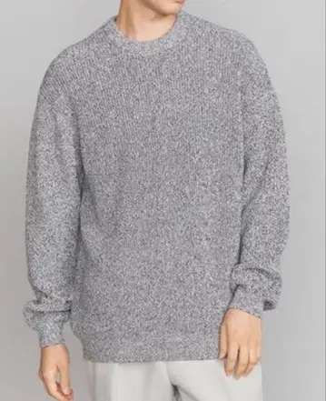 BEAUTY&YOUTH 크리스프 아제 형태 크루넥 니트 그레이