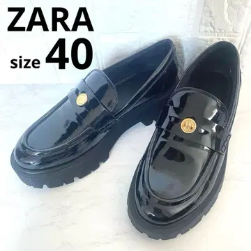 ZARA 자라 코인 로퍼 에나멜 통굽 트랙 밑창 블랙