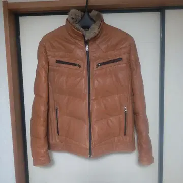 WIND ARMOR 가죽 다운 자켓 브라운