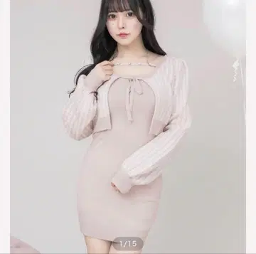 pium 피움 비쥬테이프 니트 원피스 세트