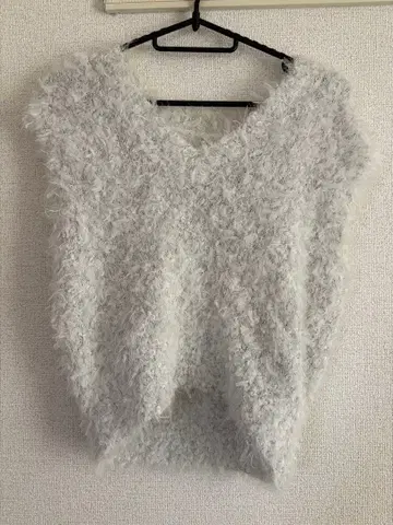 VIS 리본얀 니트 베스트 화이트