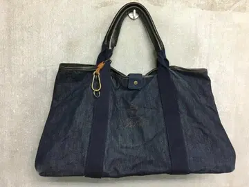 페리지 16-45 가죽 핸들 데님 토트백